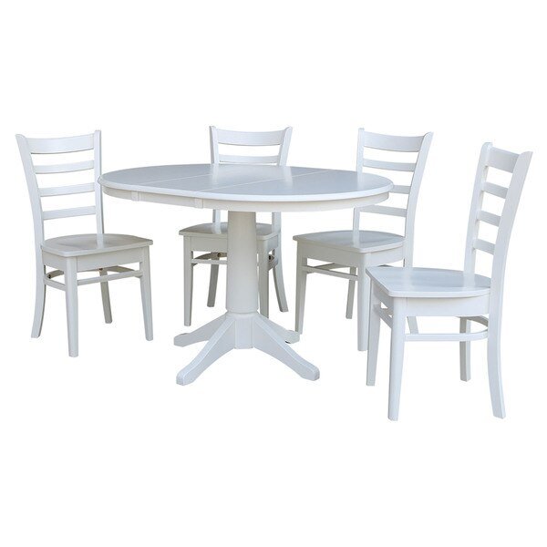 Round Dining Table, 36 in W X 48 in L X 30.1 in H, Wood, White, International Concepts, Mfr#: K08-36RXT-27B-C617-4